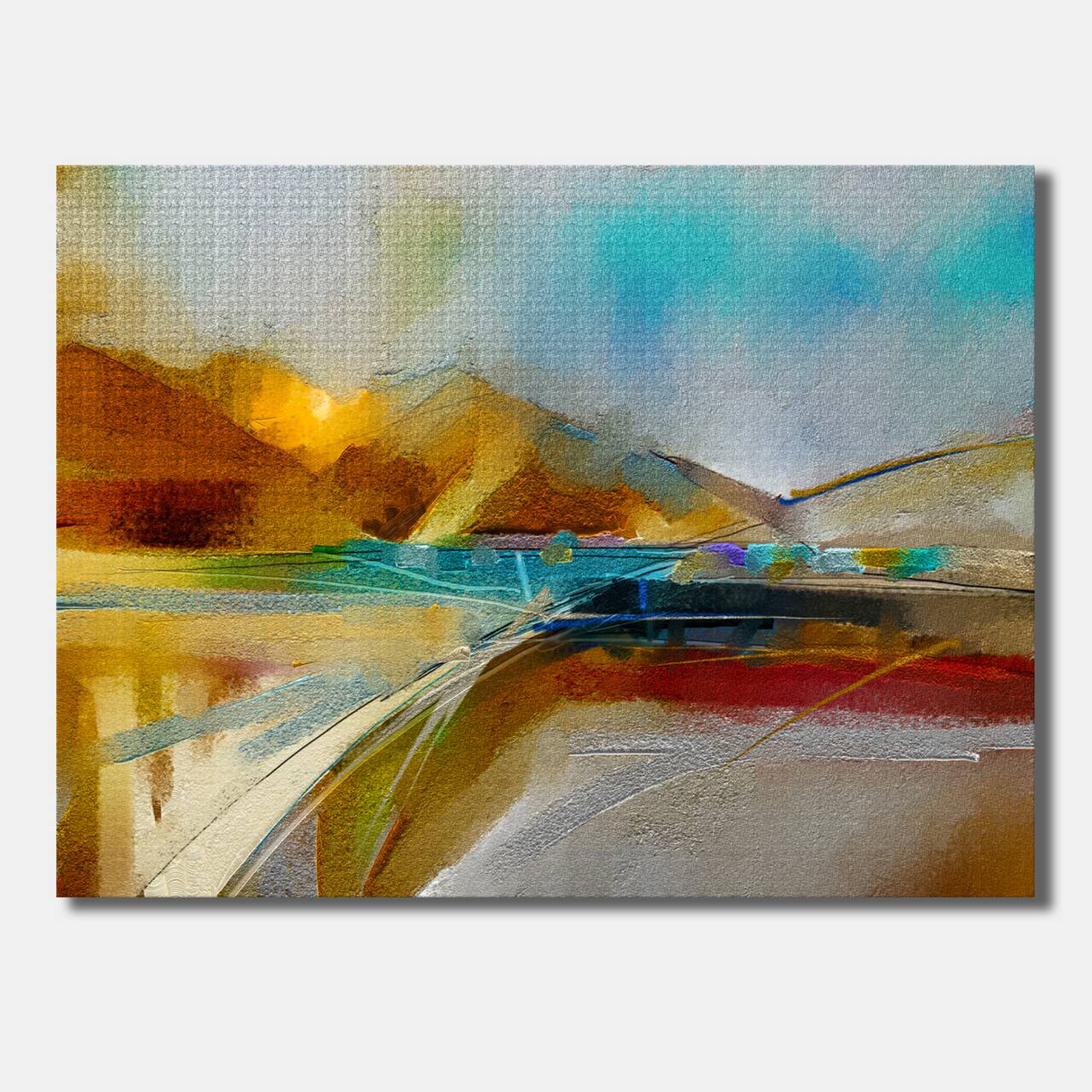 Designart - Impressionist Mountscape With River I - Modern Canvas Wall Art Print
